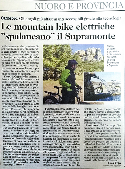 The Sardinian newspaper “L’unione sarda" talks about Supramonte Bike